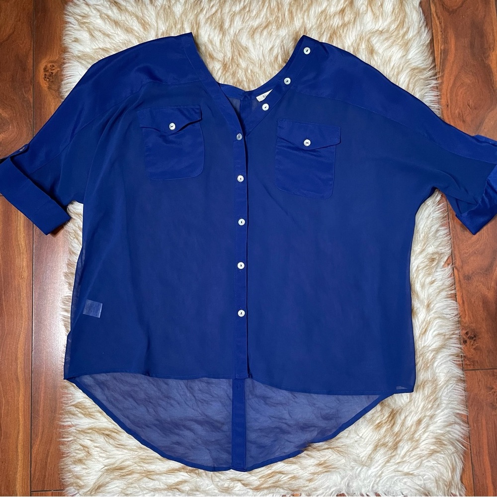 Black Rainn Front & Back Button Sheer Blouse - image 3